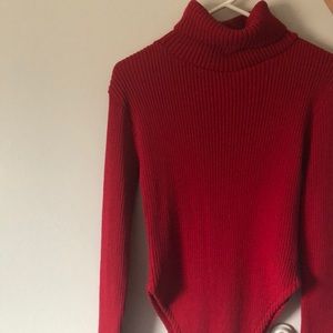 RED TURTLENECK BODYSUIT